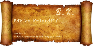 Bács Kristóf névjegykártya